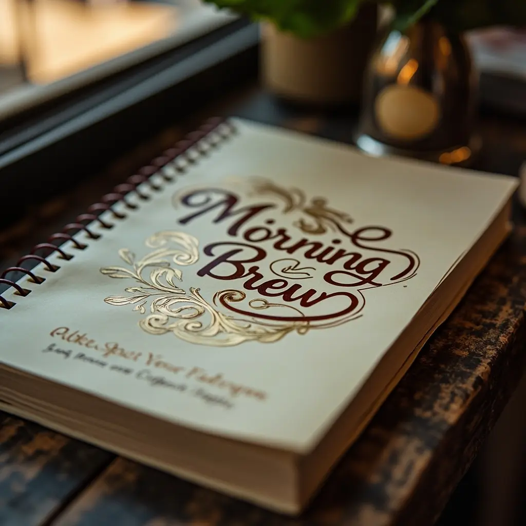 Логотип на блокнотах для кофейни «Morning Brew»
